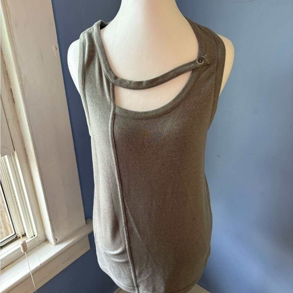 Zobha Gray Asymmetrical Cut Out Tank Top